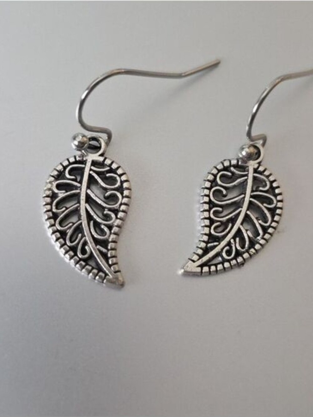 Silver Leaf Earrings Lightweight 925 French Style Posts